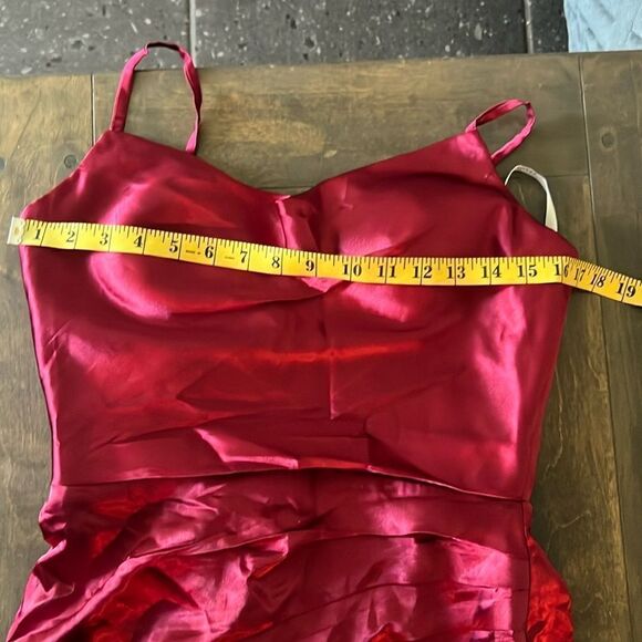 New Wedding dress Satin COWL NECK RED GOWN FRONT Split back lace up gown - Picture 12 of 13